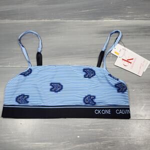 Calvin Klein CK One Micro Wireless Bralette Logo‎ Small Blue Style QF5737